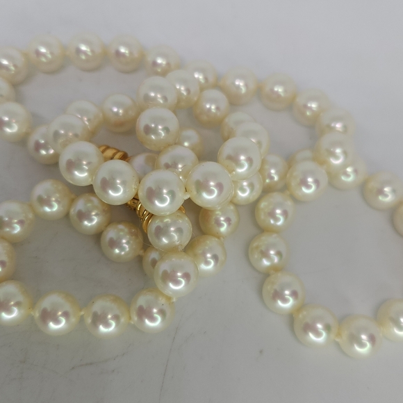 Signed Christian DIOR ECHT PRYM 24" Faux Pearl Necklace Swarovski Clasp Pave - Picture 9 of 9